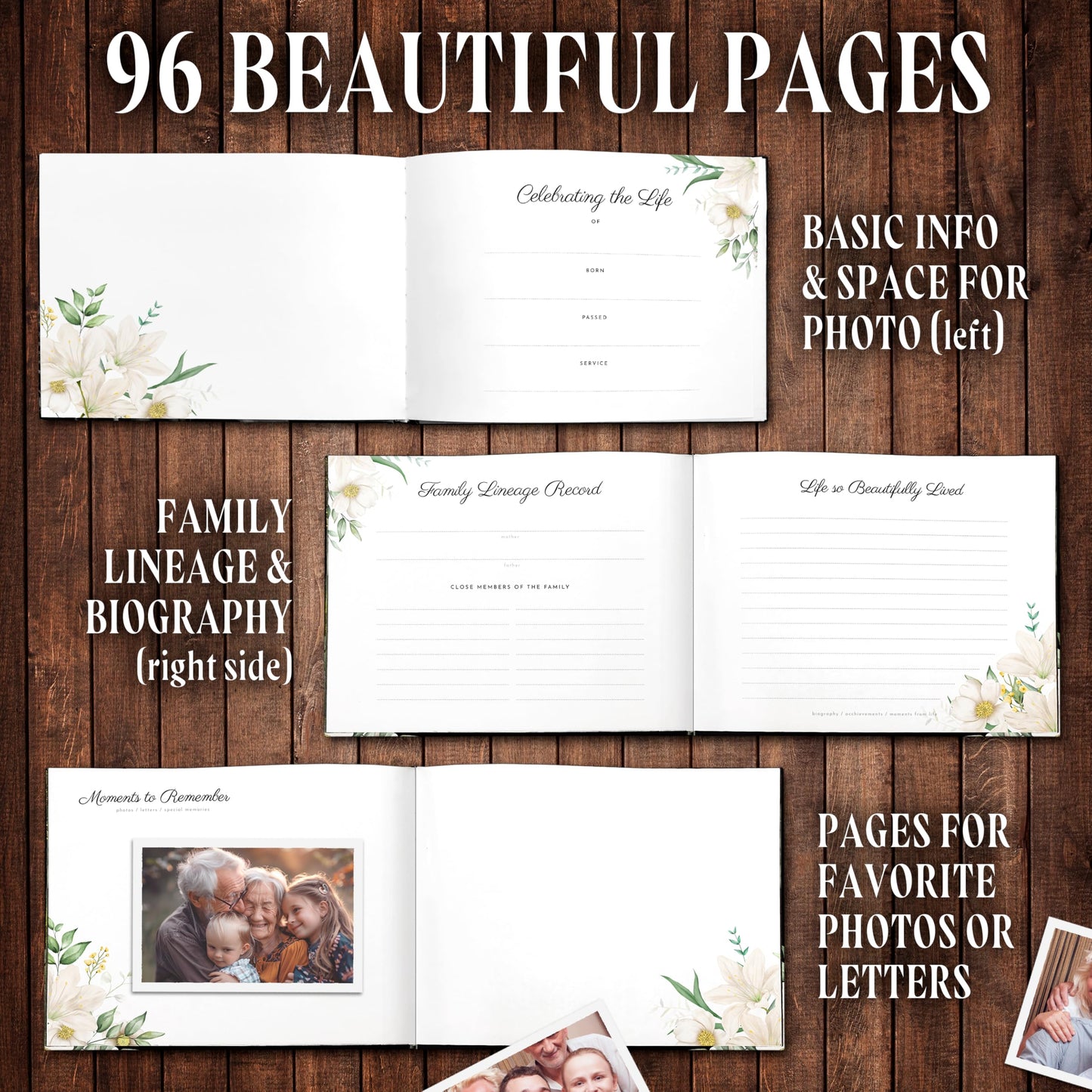 GUATE STORE Funeral Guest Book – Black Cover, 3-Piece Set with Guest Book, Table Sign, and Pen – Memory Book for Celebration of Life, Memorial Signing, Elegant Funeral Supplies, and Durable Design