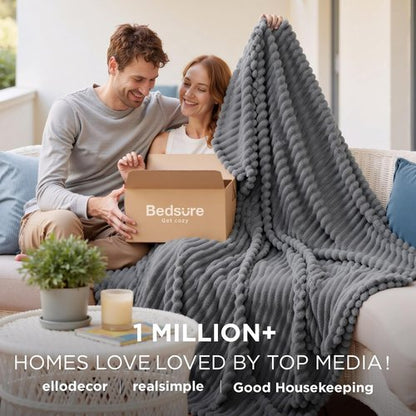 Bedsure GentleSoft California King Size Blanket - Cozy Frost Gray Fleece Throw, 102x96 Inches