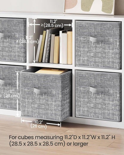 SONGMICS Storage Cubes - 11-Inch Foldable Fabric Bins with Double Handles | Set of 6 in Cattail Gray