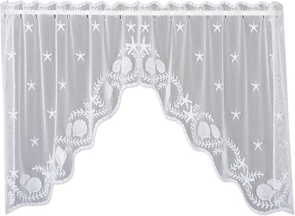 Heritage Lace White Tidepool Swag Pair - 72"X36"