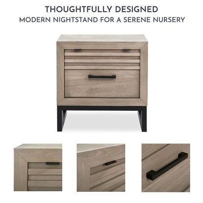 Evolur Kyoto Night Stand in Brown Stone, Unique Two Tone Design, Spacious Drawers with Ball Bearing Glides, Multifunctional Nightstand, Made of Hardwood