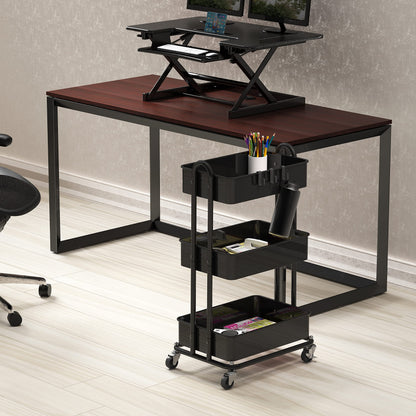 Simple Houseware 3-Tier Heavy Duty Metal Utility Rolling Cart, Black
