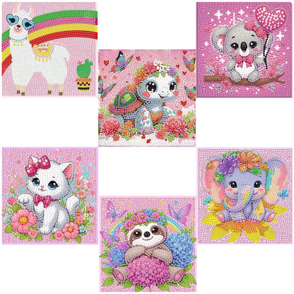 Acelii 6 Pack 5D Elephant Diamond Painting Kits for Kids Beginners,Cute Animals DIY Diamond Art Kit for Kids,Full Round Drill Big Gem Art for Kid,Home Wall Decoration 6X6 inch