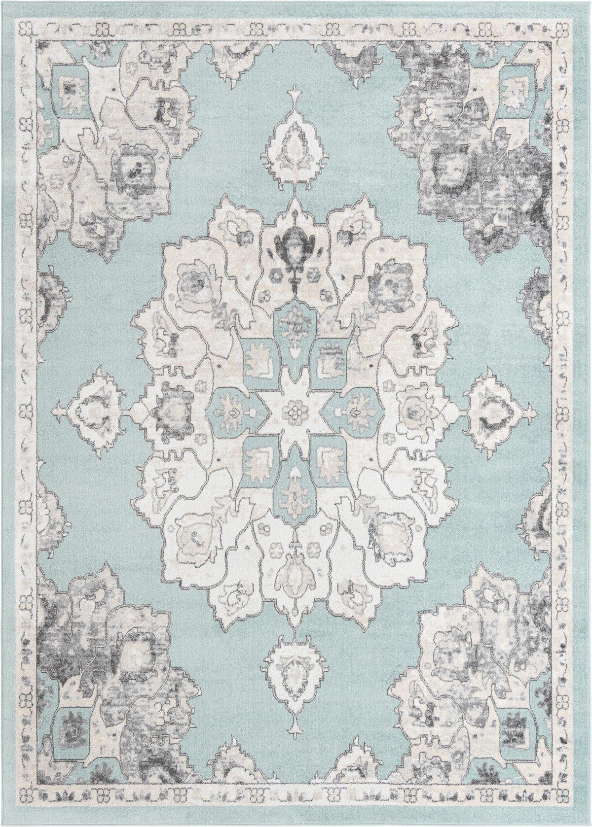 Unique Loom Parker Collection Area Rug - Kokulu (10' x 14' 1" Rectangle, Aqua/ Beige)