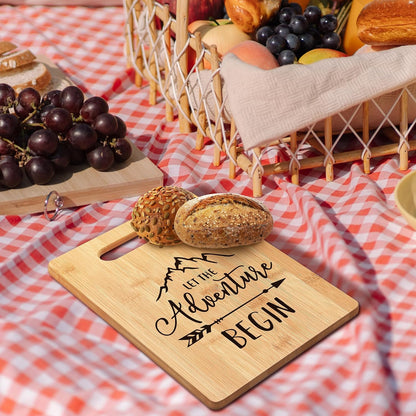 Let The Adventure Begin Bamboo Cutting Board, Camper Cabin Decor, Housewarming Gift for Kitchen