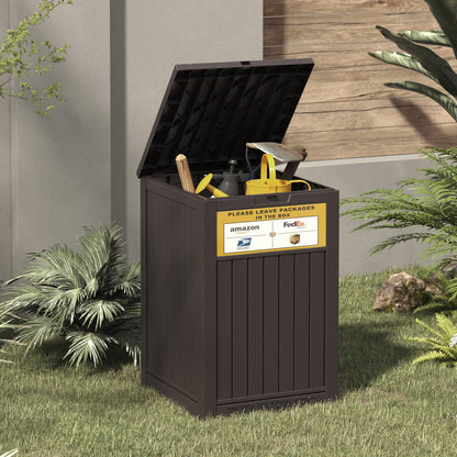 LHBGO Package Delivery Box for Outside with Sign, 48 Gallon Storage with Lockable Secure, Outdoor Package Drop Container