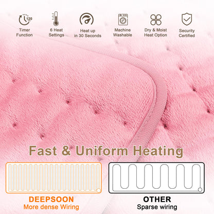 Heating Pad,Electric Heating Pads for Back,Neck,Abdomen,Moist Heating Pad for Shoulder,Knee,Arms,Legs,Dry/Moist Heat & Auto Shut Off,Birthday Gifts for Men and Women(Light Gray, 24''×12'')