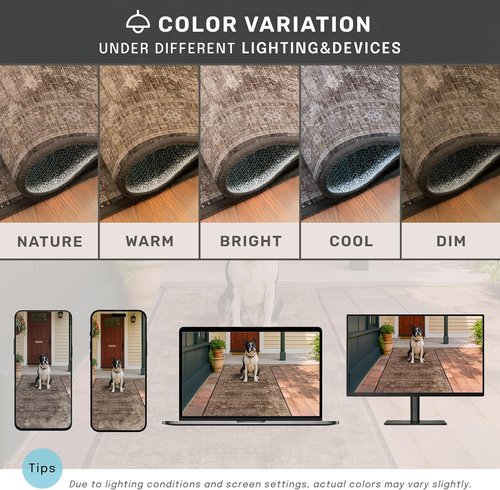 Hazo Haus Boho Brown Area Rug - Washable 6x8 Modern Vintage Design for Living Room & Dining Room