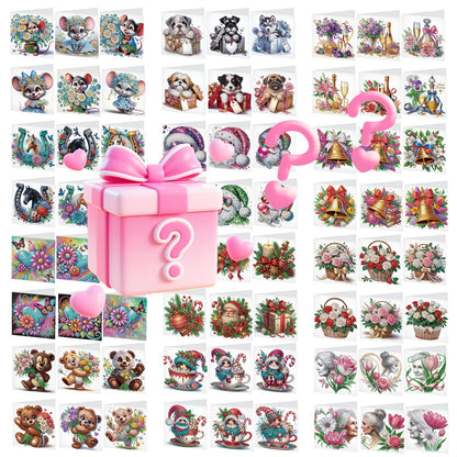 Focart 24 Pack Diamond Painting Greeting Cards, Random Diamond Art Kits Special Shape Drill DIY Handcraft for Relatives and Friends with Wishes, Unique Design Crafting for Birthday Holiday Cards