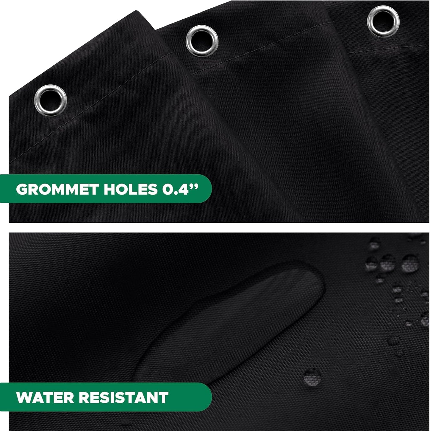 Biscaynebay Fabric Narrow Shower Stall Curtain Liners - 40" x 72", Black Water Resistant Bathroom Curtains
