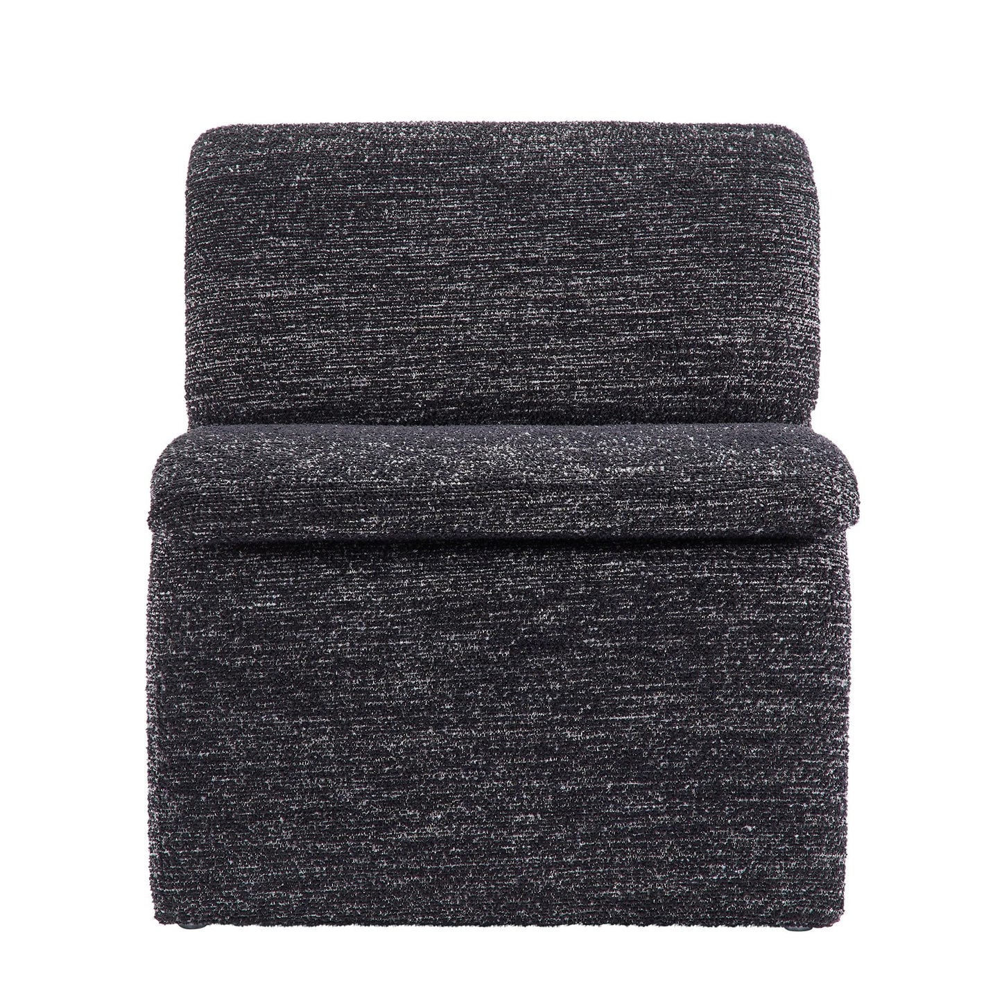 Modway Lume Curved Lounge Chair in Charcoal Boucle Fabric – Modern Upholstered Armless Accent Chair with Padded Cushion - Unique Slipper Chair for Bedroom or Living Room