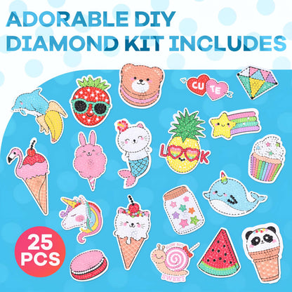 Cymbana 5D Painting Diamond Stickers Kits 25 Pcs Diamonds Dots Arts and Crafts for Kids Ages 6-8 8-12 Contains Unicorn, Mermaid, Cat