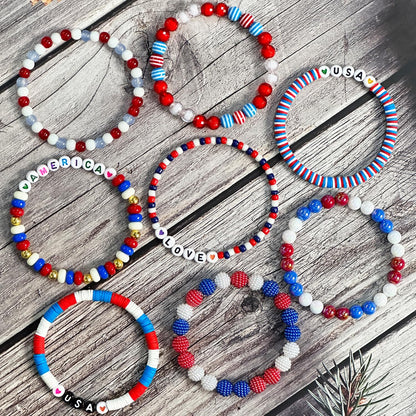 USA 250th Anniversary Polymer Clay Heishi Beads with Assorted Beads Kit for Bracelets Necklace Earring Jewelry Making, 4th of July Independence Day Patriotic DIY Beading Supplies, 3 Boxes