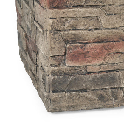 Hoonah Outdoor 40,000 BTU Lightweight Concrete Fire Pit Table, 32", Natural Stone / Grey
