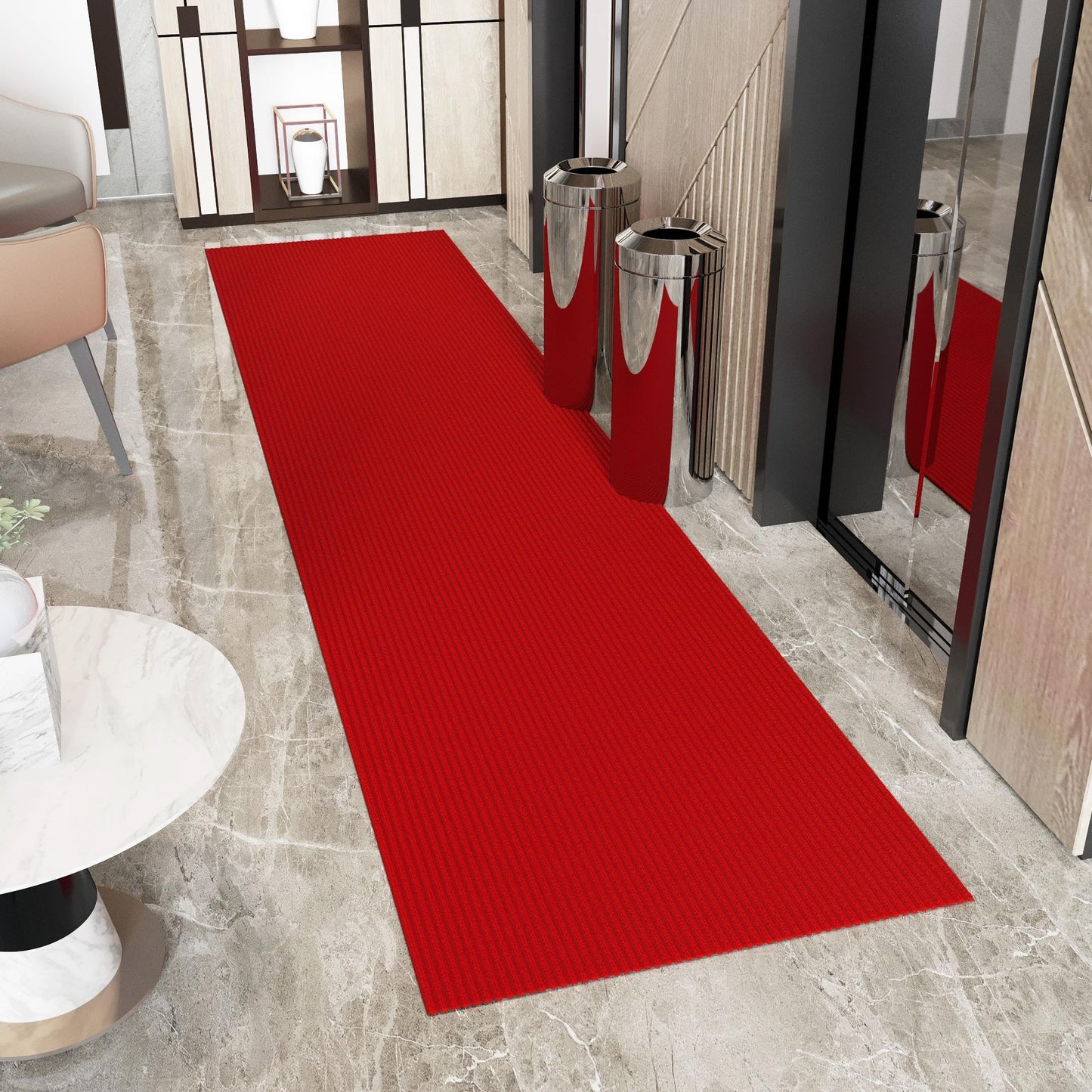 Ottomanson 2'7" x 50' Hallway Runner with Scraper Pile Extra Durable Non-Slip Rug Mat for Indoor & Outdoor Use - Ideal for Kitchen, Entryway, Patio & Garage - High-Traffic Carpet, Red