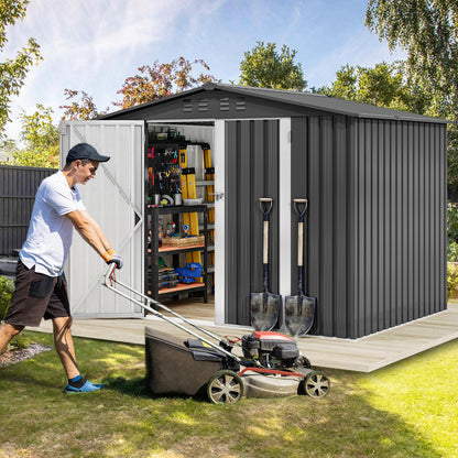 DWVO 7'x5' Large Metal Outdoor Storage Shed, Heavy Duty Tool Storage Sheds for Backyard Patio Lawn - Ideal for Bicycles, Garden Tools, and Lawn Equipment, Easy-to-Assemble, Dark Gray