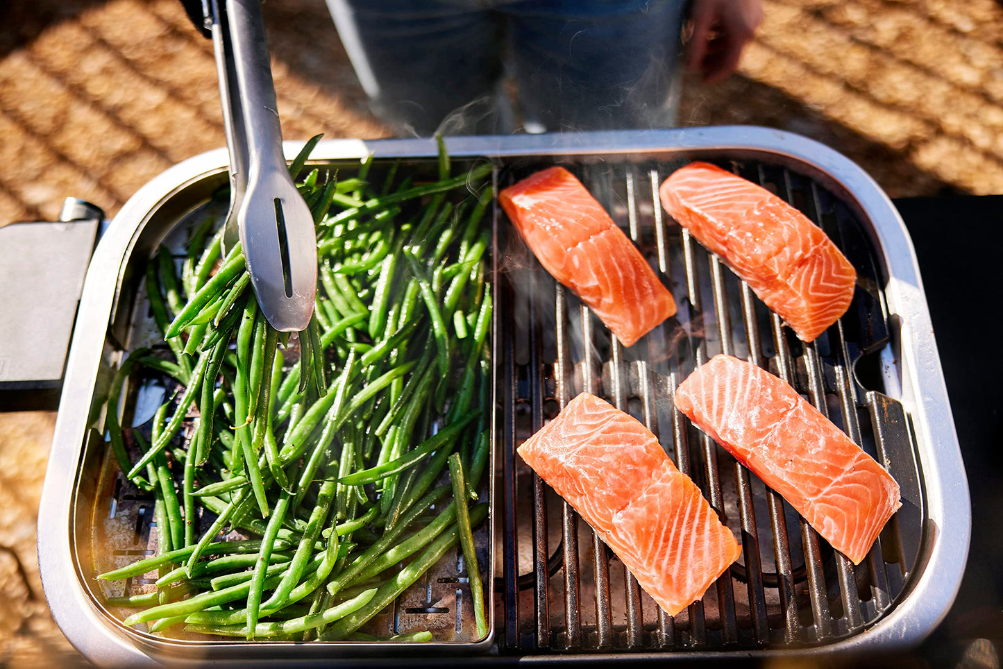 Weber Lumin Portable Electric Grill, Black – High‑Heat Outdoor BBQ Reaching 600°F for Searing, Smoking, Steaming & Warming – Ideal for Samll Spaces & Travel