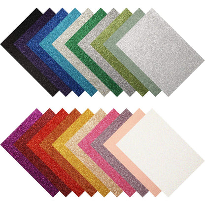 WILLBOND 20 Pieces Shiny Glitter Faux Leather Sheets PU Faux Leather Fabric Sheet for DIY Crafts Wedding Sewing Making Earrings Crafts Hair Bows Clips Decoration Favors, 8.3 x 11.8 Inches