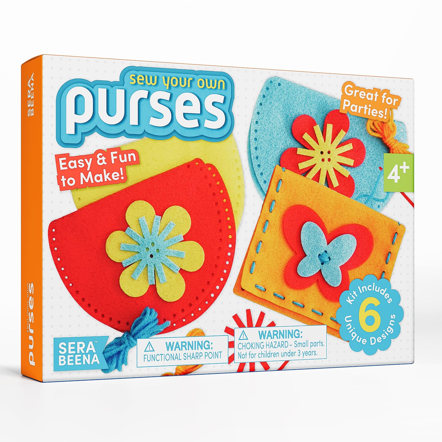 Serabeena Sew Your Own Purses - Sewing Kit for Kids - Felt Crafts for Kids - Sewing Ages 4-8 Plus - Felt Kit - Helps Develop Fine Motor Skills - DIY Kits with 6 Purses & Accessories