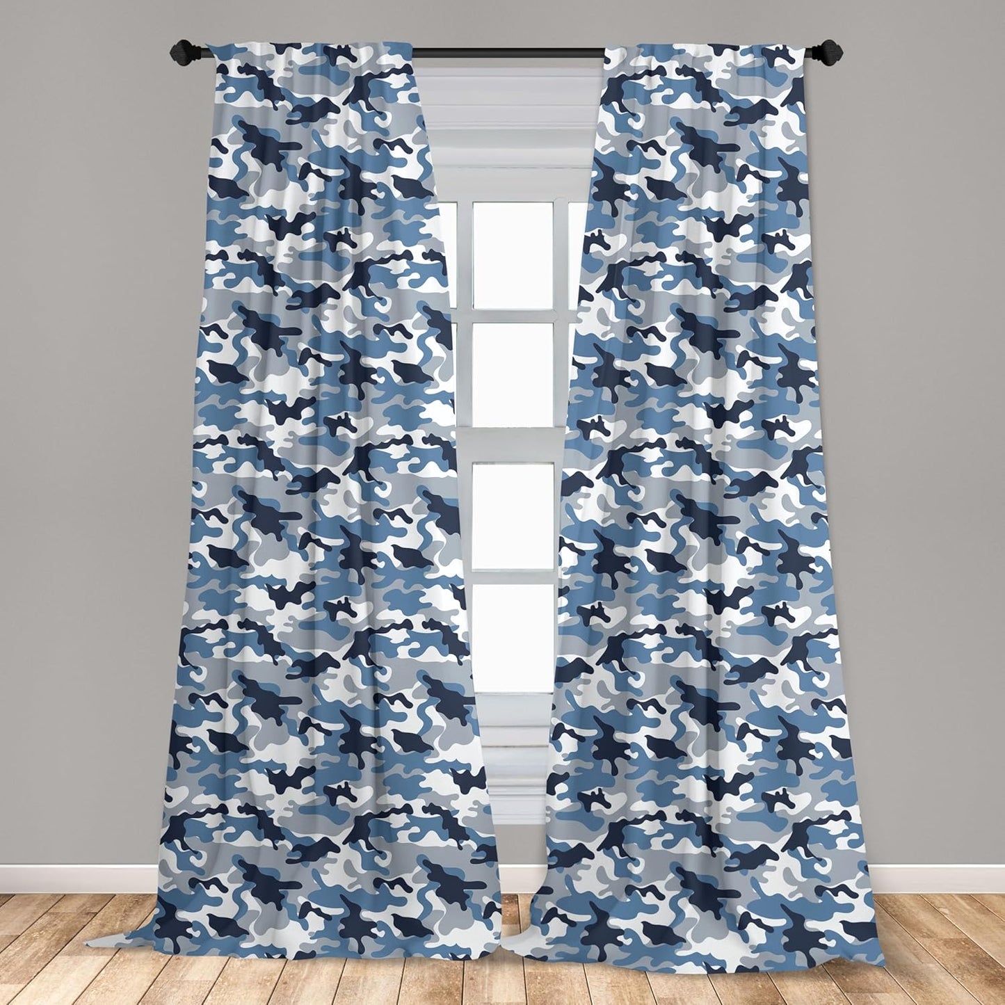 Ambesonne Camouflage Window Curtains, Abstract Soft Colors Pattern Surreal Shapes Design Art, 2-Panel Set - 28" x 63",