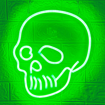Skull Neon Sign Green Skeleton Head LED Neon Signs Skull Wall Sign Neon Halloween Sign Skeleton Lights Sign for Bedroom Man Cave Game Room Halloween Decor Indoor