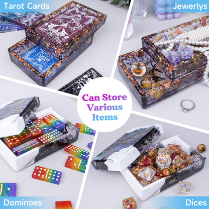 LET'S RESIN Storage Box Molds, Silicone Resin Box Molds, Storage Container with Sliding Lid Design, Epoxy Moulds Silicone for Resin Casting, Jewelry, Tarot Cards, Makeup