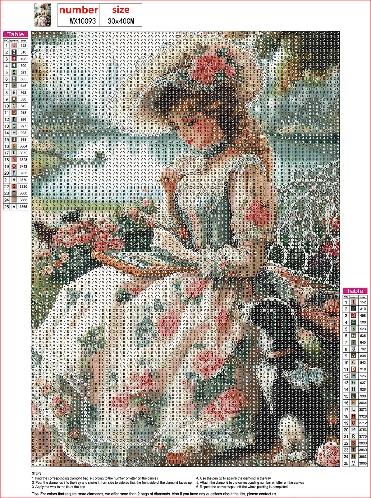 MXJSUA DIY Lady Diamond Painting Kits for Adults, Vintage Diamond Gem Art Painting for Beginners, Diamond Picture with Full Round Drill Dots Craft Set, 12 * 16 Inch