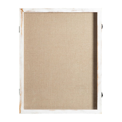 HBCY Creations 18x24 Whitewash Wood Shadow Box Display Case - Solid Wood with Acrylic Window - Security Latch - for Mementos and Keepsakes