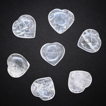 Amazing Gemstone Clear Quartz Stone Heart - Pack of 2 Crystal Heart Stones Rocks - Corazones De Piedra Crystals and Healing Stones Heart Shaped Crystal - Stocking Stuffers Gifts