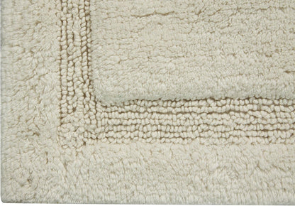 Bath Rug 100% Soft Cotton, 34x21 Inch, Latex Non-Skid Backing, Solid Ivory Color