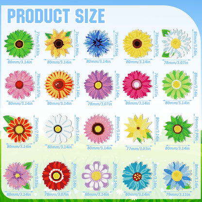 FairySandy 20 Pcs Spring Diamond Painting Flowers Key Chains Diamond Daisy Art Keychains Kits for Adults Sunflower 5D Rhinestones Hanging Ornament Floral Bookmark Key Ring for DIY Party Crafts Gifts