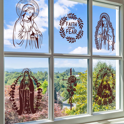 Sitsink Religious Stencils for Crafts Reusable - 12 Pcs Chiristian Cross Inspirational Stencils for Wood Burning Wall Furniture Decor Drawing Template