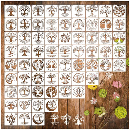 Small Stencils for Painting on Wood Burning Reusable, 3 Inch Reusable Stencil for Craft Ornament Paint Template Stencils for Wall Card Rock Wood Signs Coasters Canvas Home Decor(Tree)