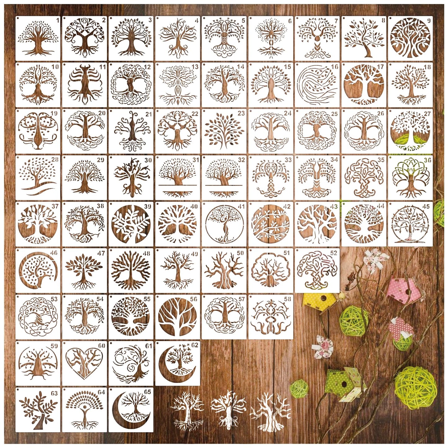 Small Stencils for Painting on Wood Burning Reusable, 3 Inch Reusable Stencil for Craft Ornament Paint Template Stencils for Wall Card Rock Wood Signs Coasters Canvas Home Decor(Tree)