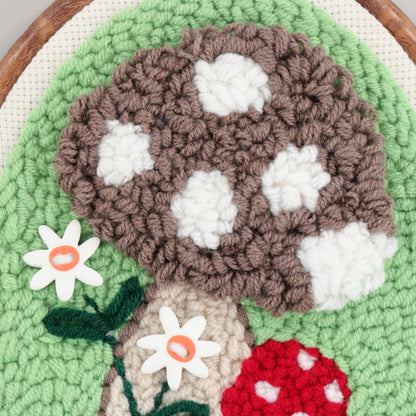 Kimberbell Punch Needle Kit – Mushroom Meadow - Complete DIY Embroidery Kit with Tool, Monks Cloth, Yarn, Frame & Embellishments – Punch Needle Design for Home Décor & Gifts