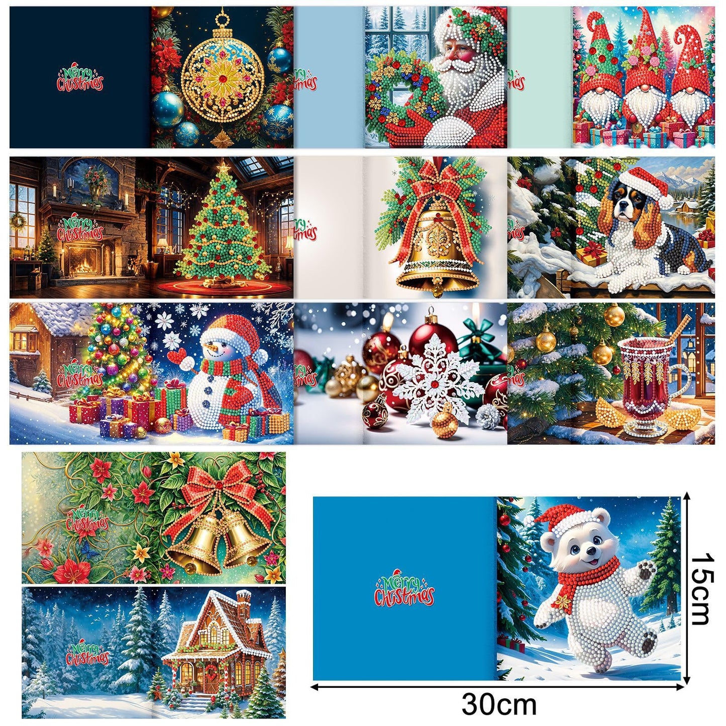 ycyingcheng 5D Christmas Greeting Cards, DIY Special Shaped Diamond Painting Card Kit, 12 Pieces Diamond Painting Rhinestone Kits for Christmas, Teacher's Day, Mother's Day
