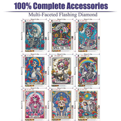 GOUOYANA Skull Diamond Art Kits for Adults - 9pcs, Tarot Card Diamond Painting for Beginners, DIY Full Rhinestone 5D Gothic Diamond Painting Kits (Gemstone Craft), Home Wall Decoration (12x16 inch)