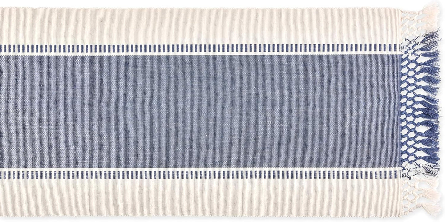 13x72-inch, DII Dobby Stripe Woven Table Runner, French Blue