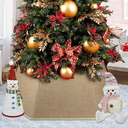 Christmas Tree Collar, Christmas Tree Collars for Artificial Trees, 31 Inch Tree Skirt for Christmas, Holiday Home Decor Xmas Tree Ring Tree Stand Base Cover -Flax
