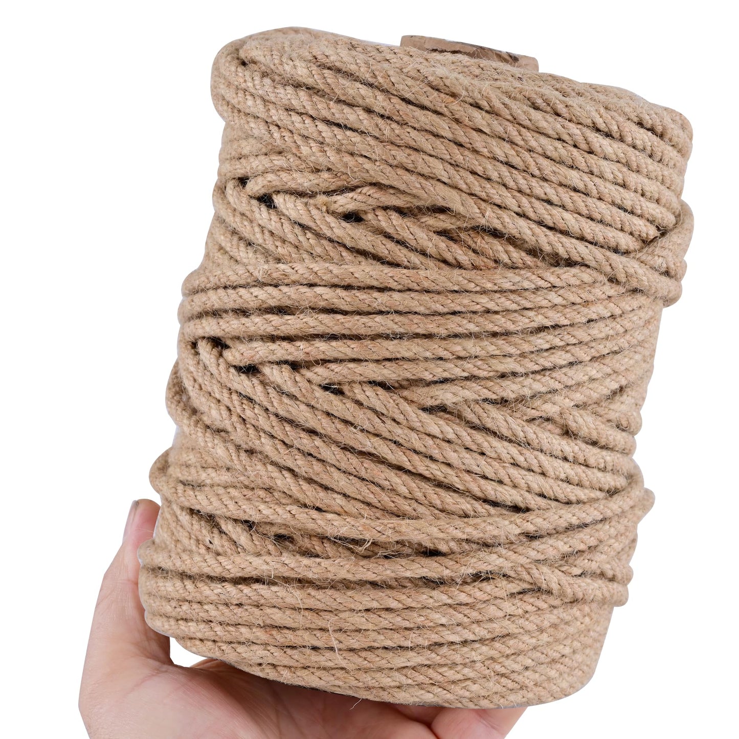 Natural Jute Twine 656ft 6mm,4Ply Twisted Thick Twine Rope Strong Jute String Roll for Crafts Gift Wrapping Gardening Home Decor Bundling Cat Scratching Post