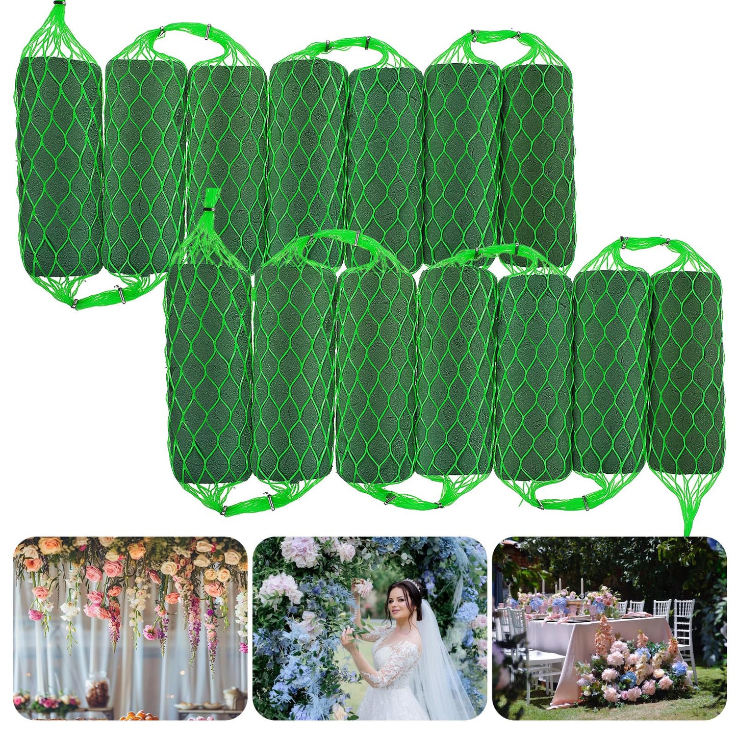 9.2Ft Flower Sponge Blocks Kit 14Pcs Floral Foam Garland – Flexible Flower Holder for Fresh & Artificial Flowers, Wedding Arch, Home & Garden Decor