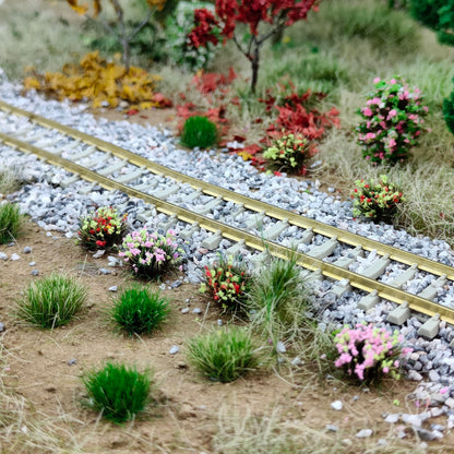 gdeplok 140 Pcs Static Grass Tufts & Miniature Flower Clusters - Artificial Grass Terrain Scenery Kit for Model Train Railway, Military Sand Table, DIY Diorama Landscape