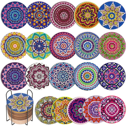 Caffox 20 Pieces Diamond Art Painting Coasters Kit with Holder, Diamond Art Coasters, DIY Diamond Art Crafts Projects, Diamond Art Kits for Adults and Beginners(Mandala Style)