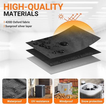 Air Conditioner Cover for Outside Units by BlueStars - Waterproof & Windproof, 420D Oxford Fabric, Square Cover