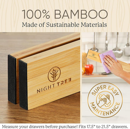 Expandable Bamboo Drawer Dividers, Wooden Separators for Clothes, Kitchen Utensils, Bathroom, Dresser - [17.5" - 21.5"]