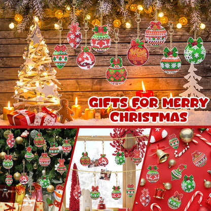 20Pcs Christmas Diamond Painting Kits Keychains, 5D DIY Diamond Art Kit for Kids Adults, Christmas Ornaments Art Pendants, Keychain Crafts, Festive Decorations, Arts Crafts Holiday Gift Set with Tools