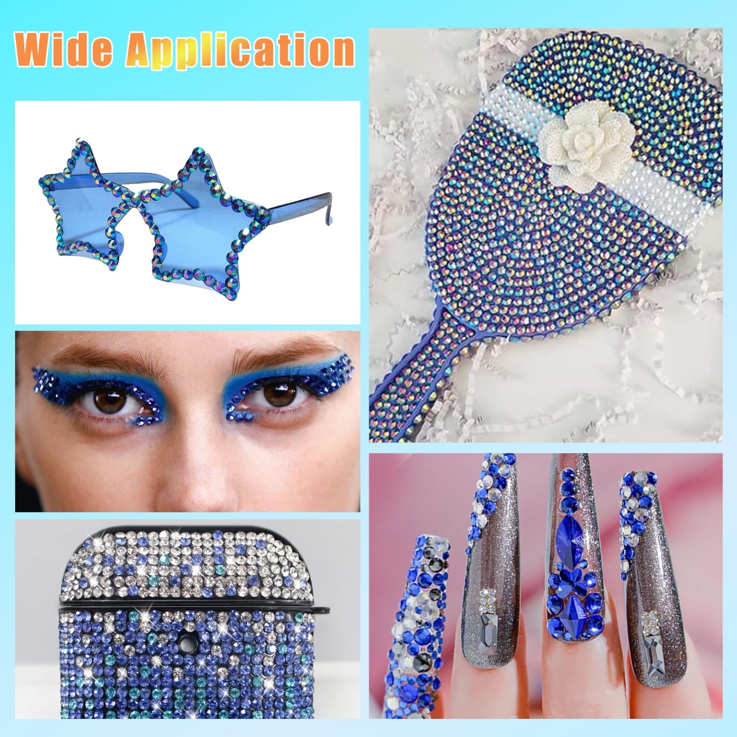 22000 Pcs Blue Flatback Pearls and Rhinestones Bedazzling Kit, Resin Rhinestones Gems for Crafting, Mixed Size Half Pearls Gems for Nails Face Eyes Makeup Bottles Shoes DIY Crafts