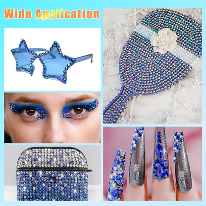22000 Pcs Blue Flatback Pearls and Rhinestones Bedazzling Kit, Resin Rhinestones Gems for Crafting, Mixed Size Half Pearls Gems for Nails Face Eyes Makeup Bottles Shoes DIY Crafts