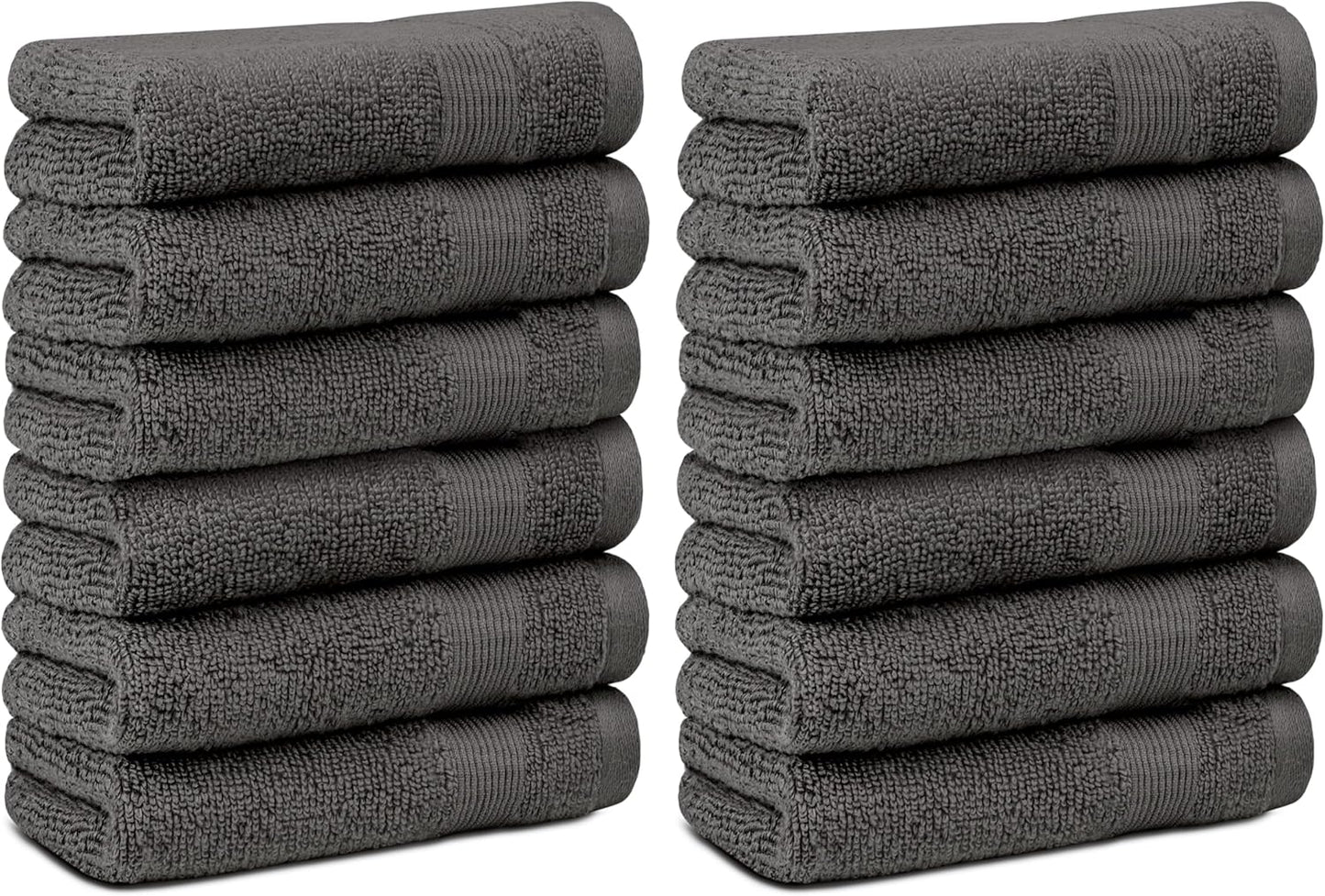Set 12x12 [12 Pack, White Classic Resort Collection Soft Washcloth Face & Body Towel | Luxury Hotel Plush & Absorbent