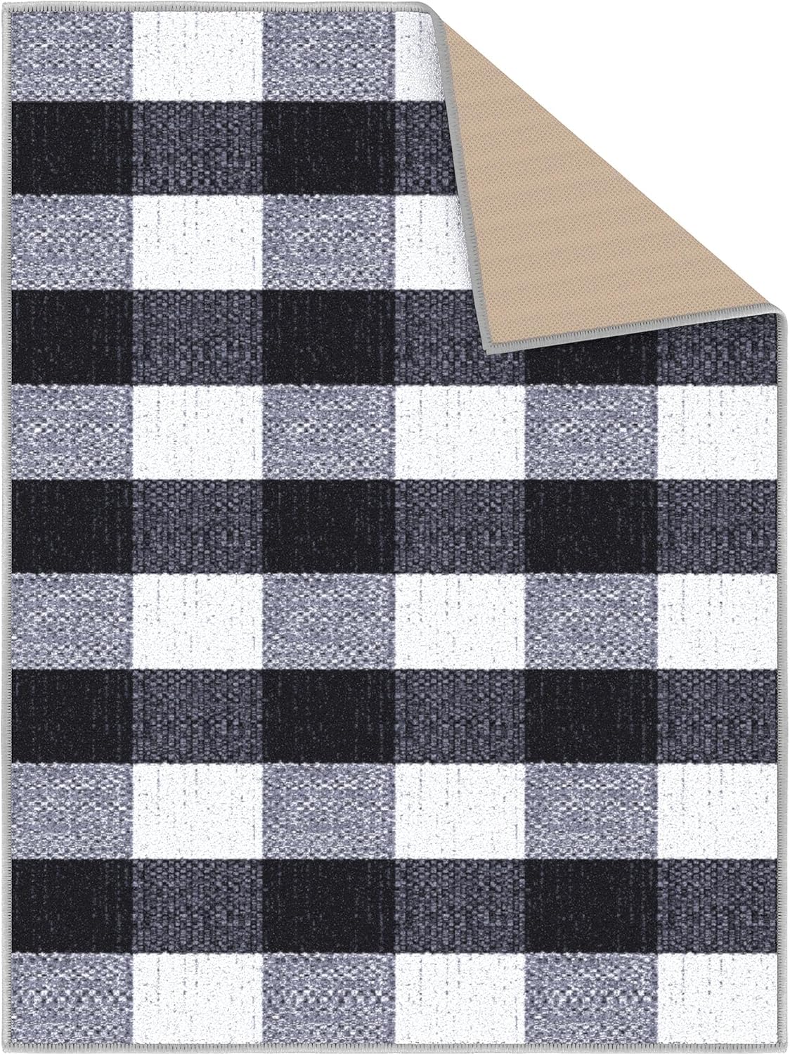 Ottomanson Ottohome Collection Non-Slip Rubberback Checkered Buffalo Plaid Design Indoor Area Rug, 2'3" x 3',